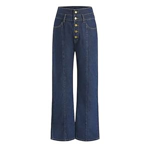 COPY - NWT Cider Retro High Waist Button Up Medium/Dark Wash Straight Leg Jeans